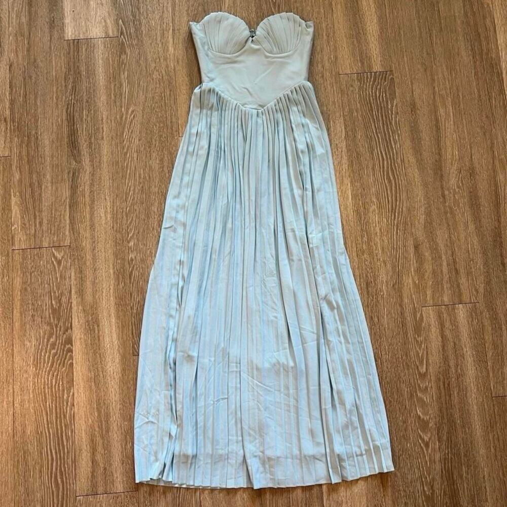 HOUSE OF CB 'Marcella' Ocean Blue Pleated Maxi Dress